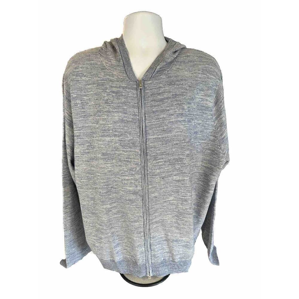 Peter Millar Ravello Full-Zip Hoodie Merino Wool Sweater Mens XXL Blue Frost